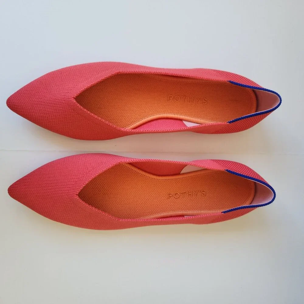 Rothys The Point Flats Tropical Punch Coral Soft Comfy Cute Preppy Office 9.5 - Picture 2 of 9